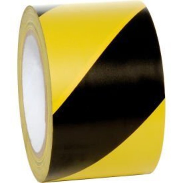 Top Tape And Label INCOM Striped Hazard Warning Tape, YellowBlack, 3W x 108'L, 1 Roll WT-2130